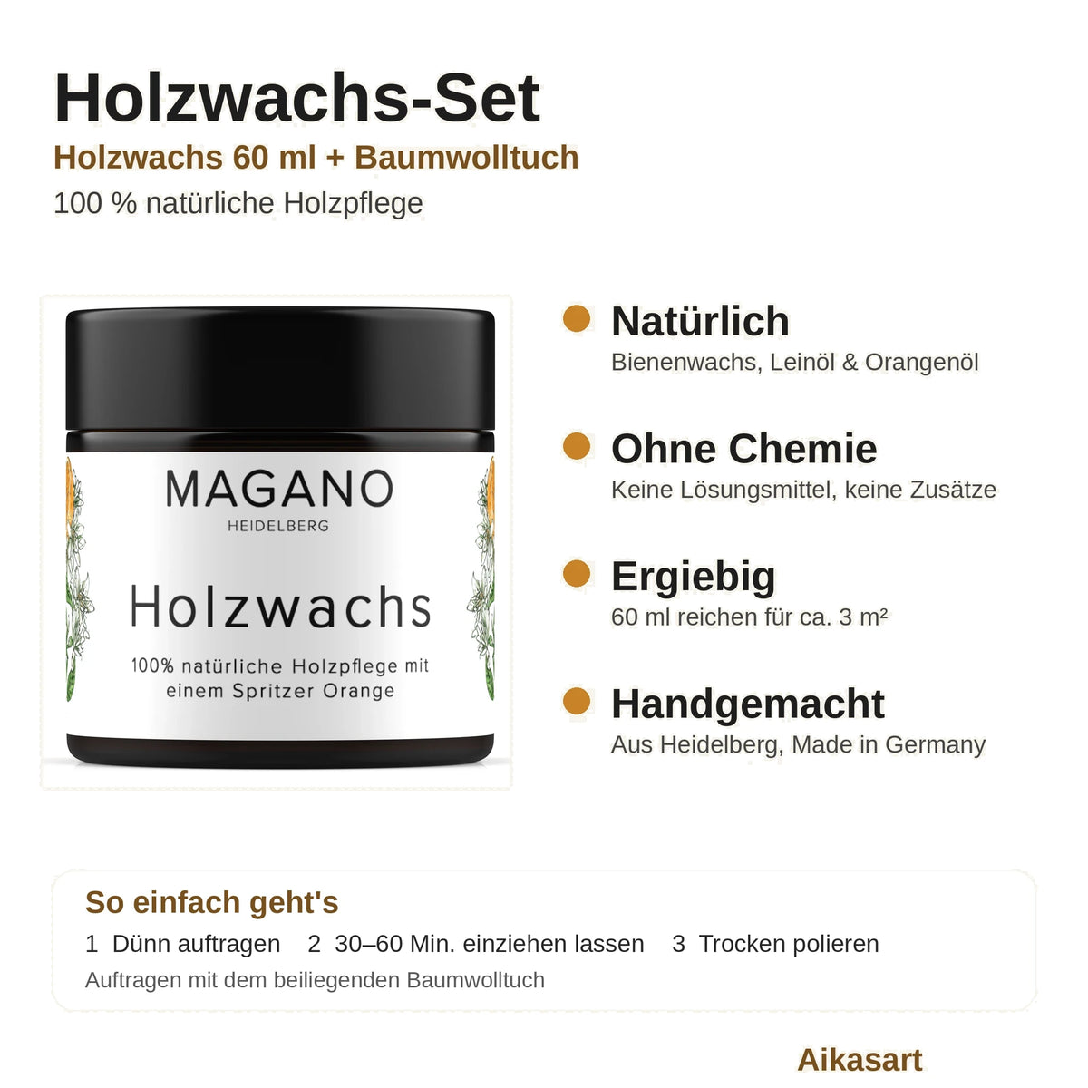 Holzwachs-Set mit Baumwolltuch: Vorteile und Anwendung auf einen Blick