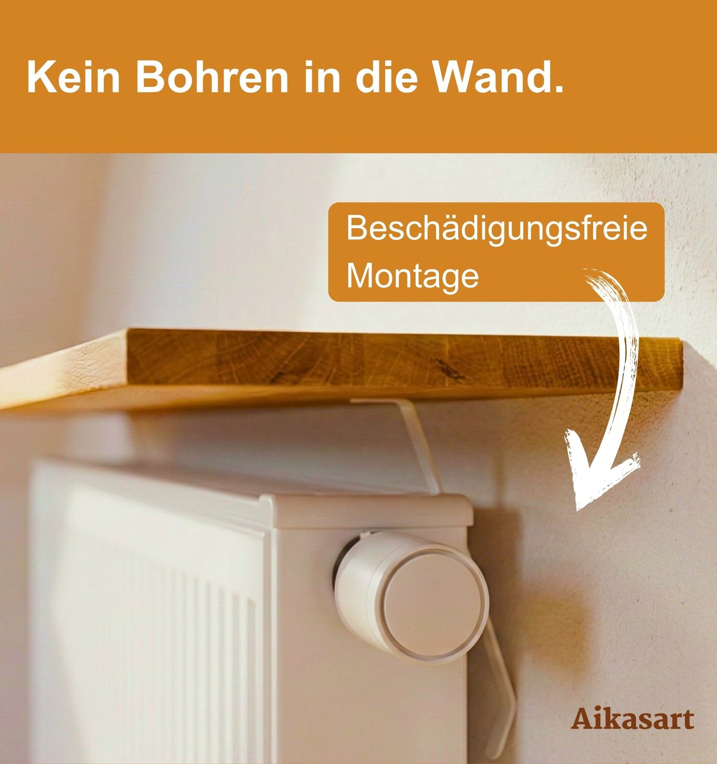 Steckklemme - 2er Set Heizkörper-Regalträger - Weiß/Universal - Ohne Bohren