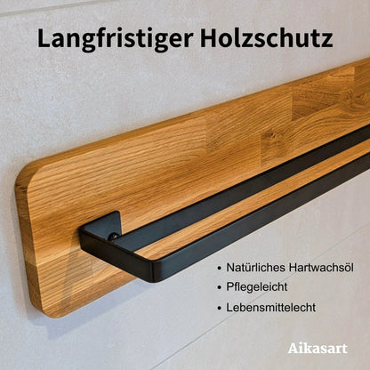 Eichenholz-Handtuchhalter mit Hartwachsöl: pflegeleicht, lebensmittelecht, langlebiger Holzschutz