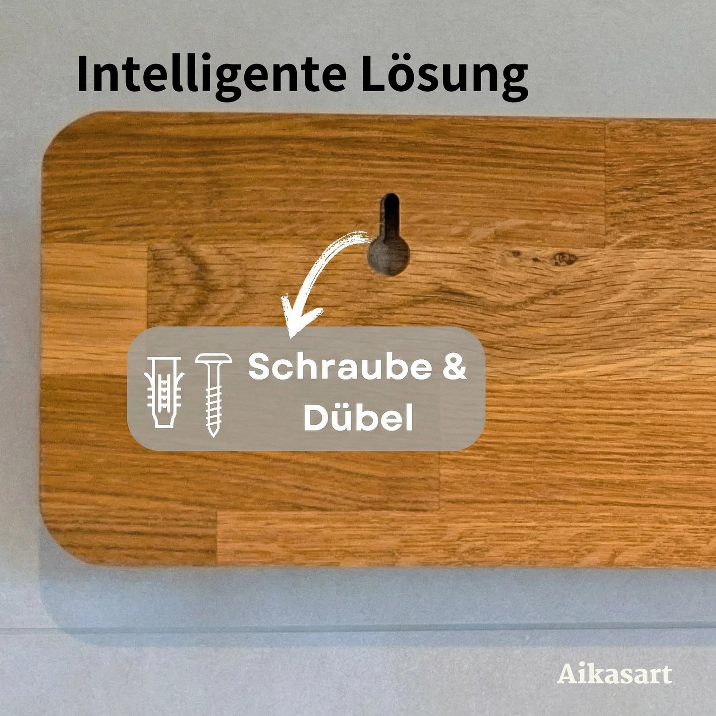 Wandmontage des Handtuchhalters mit Schraube und Dübel in eingefräster Aussparung