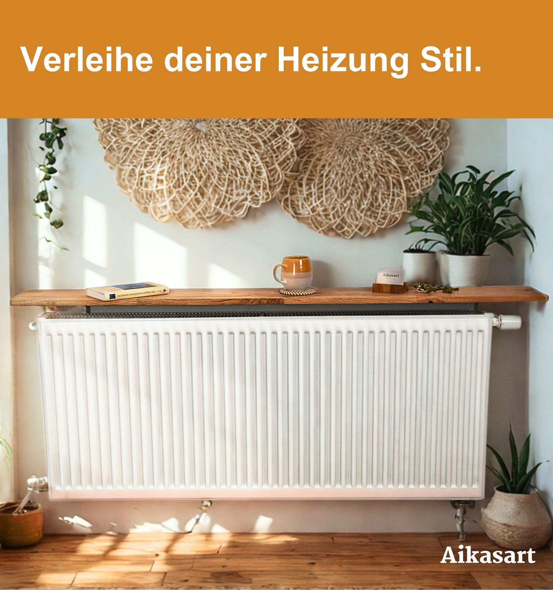 Heizkörperablage Eiche Massiv nach Maß, 20 cm Tief (30-190 cm)