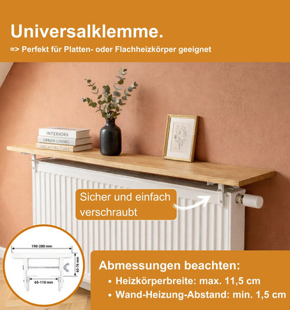 Heizkörperablage Eiche Massiv nach Maß, 20 cm Tief (30-190 cm)