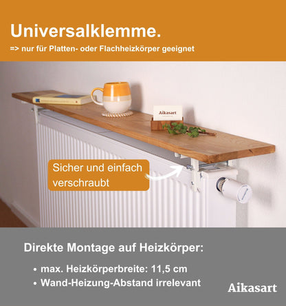 Schwebende Heizkörperablage aus Eiche