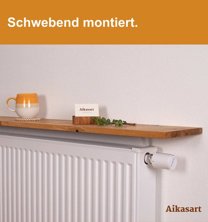 Schwebende Heizkörperablage aus Eiche