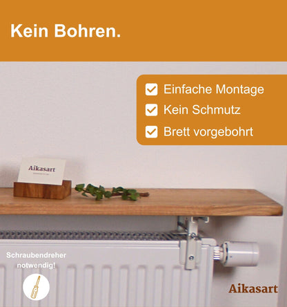 Schwebende Heizkörperablage aus Eiche