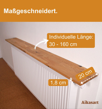 Schwebende Heizkörperablage aus Eiche