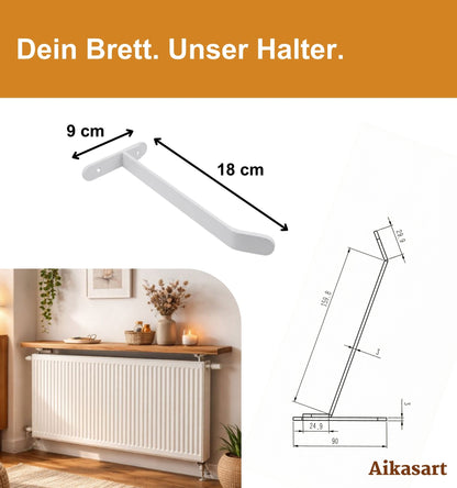 Steckklemme - 2er Set Heizkörper-Regalträger - Weiß/Universal - Ohne Bohren